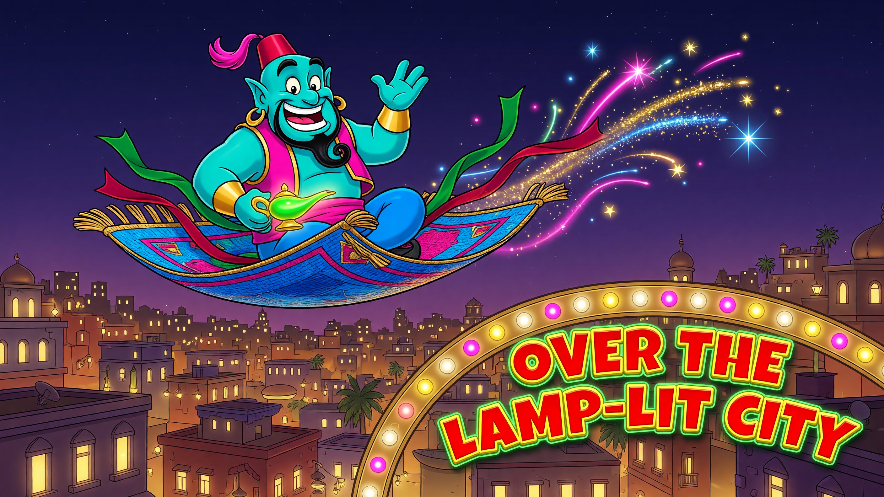 Over The Lamp-Lit City themed reef game art