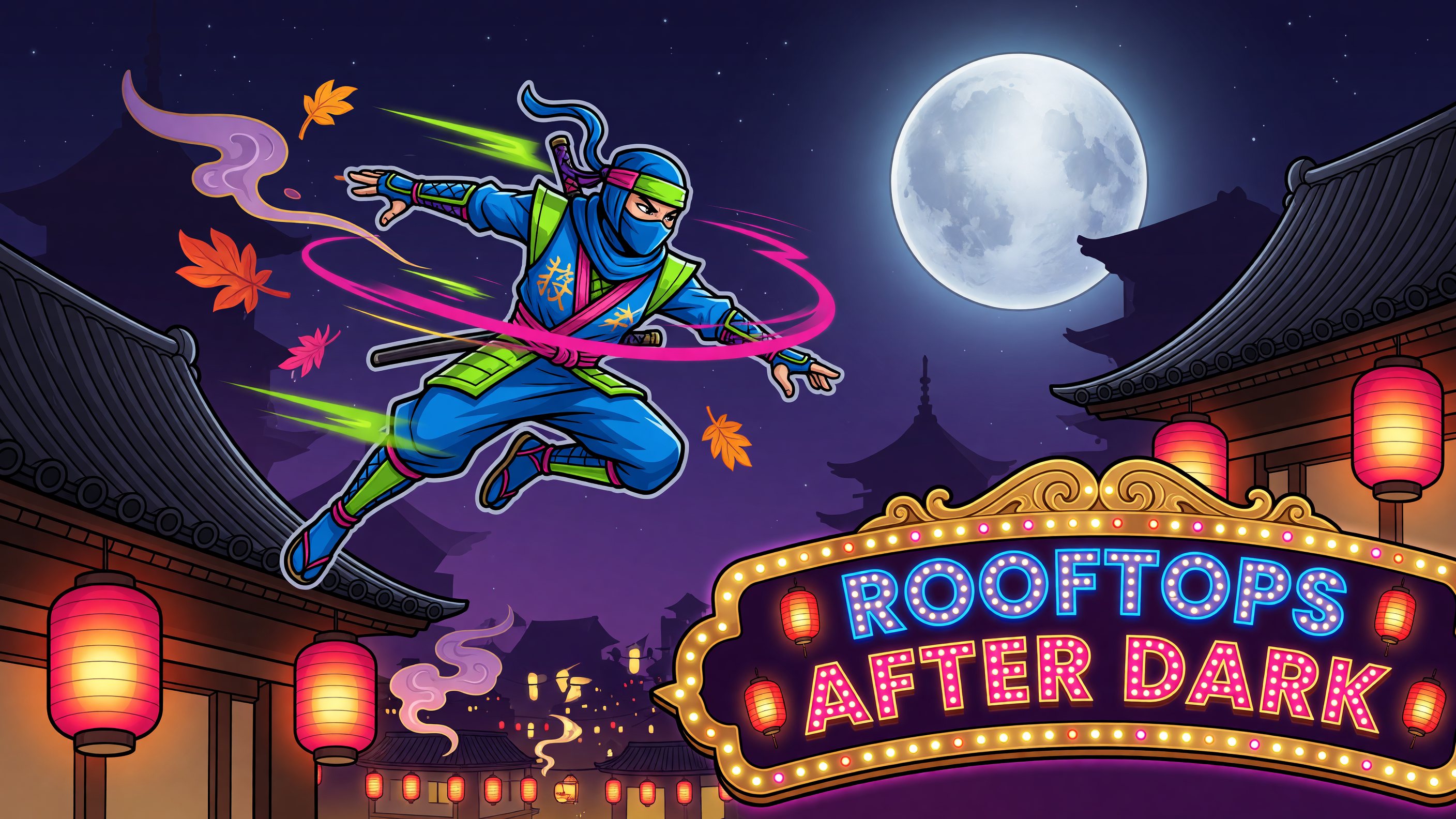 Rooftops After Dark themed reef game art