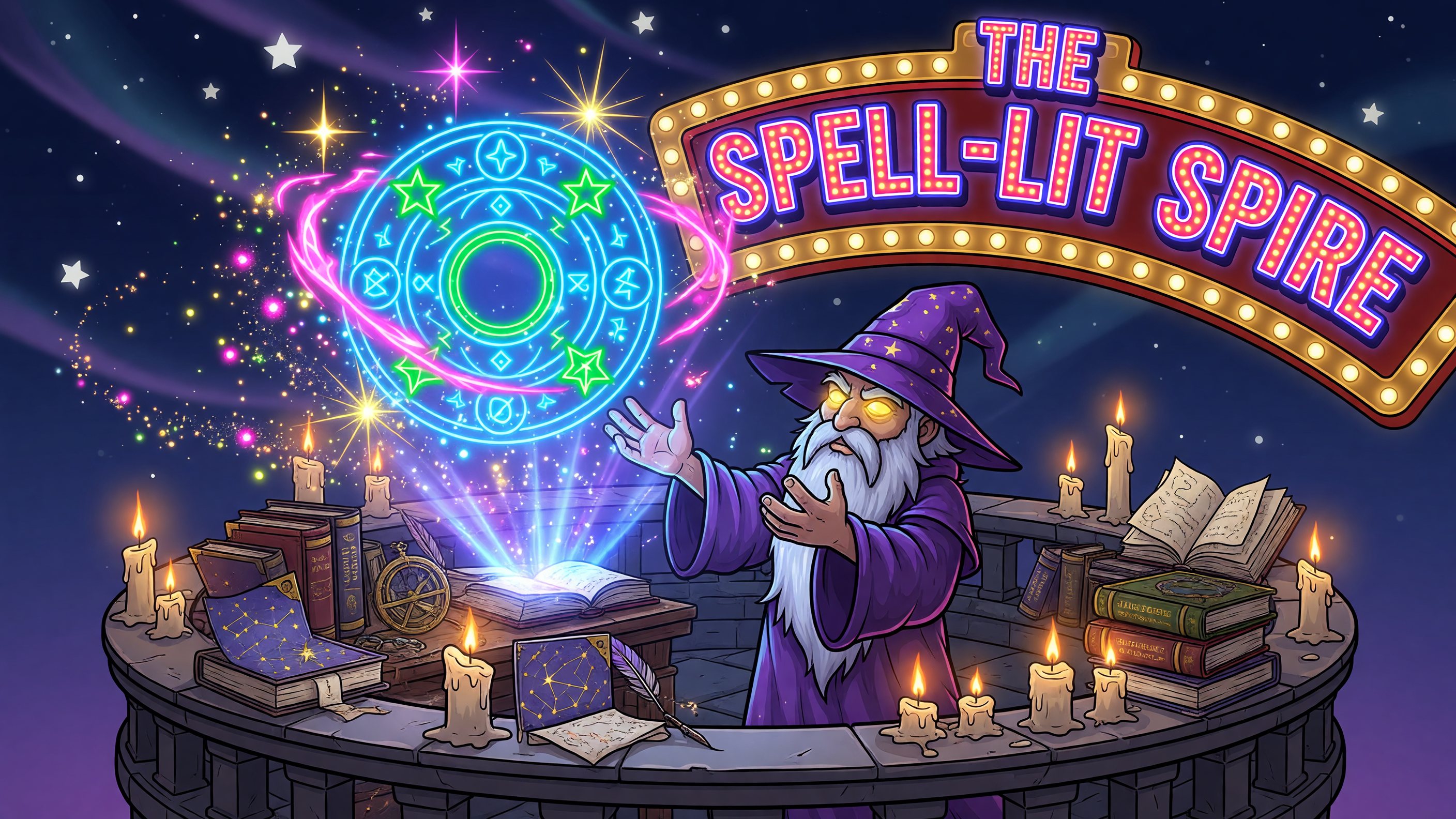 The Spell-Lit Spire themed reef game art