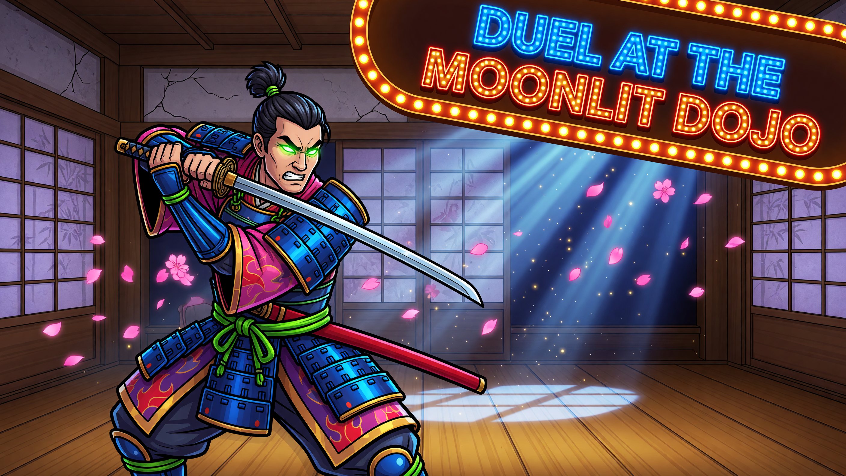Duel At The Moonlit Dojo themed reef game art